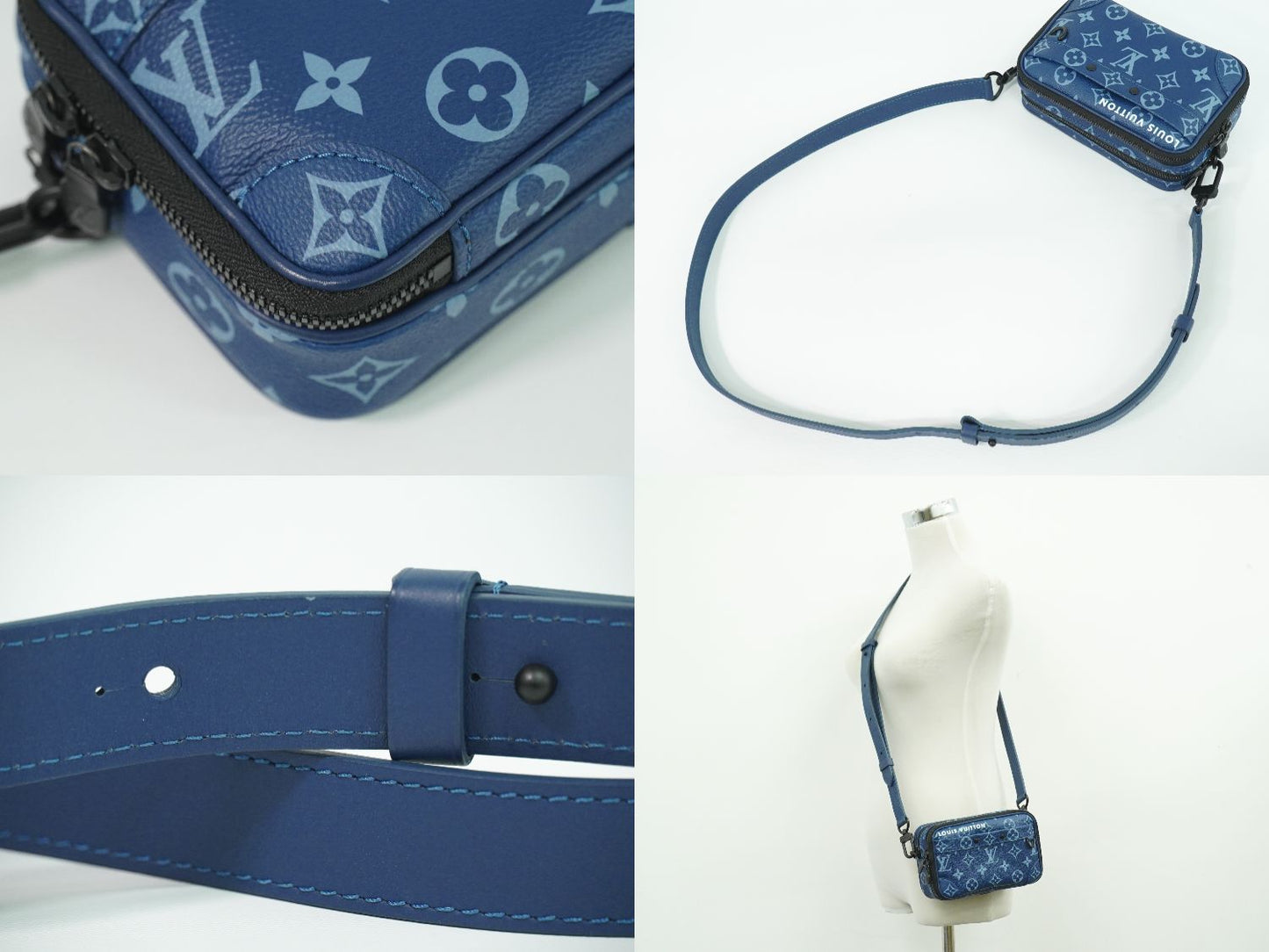 LOUIS VUITTON ナノアルファ ウェアラブル ウォレット モノグラム ネイビー ショルダーバッグ ブルー M82801