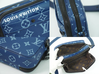 LOUIS VUITTON ナノアルファ ウェアラブル ウォレット モノグラム ネイビー ショルダーバッグ ブルー M82801