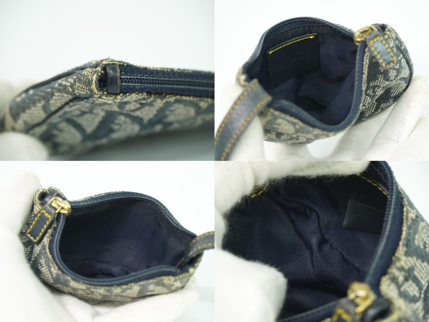 Christian Dior サドル トロッター コインケース ネイビー ベージュ