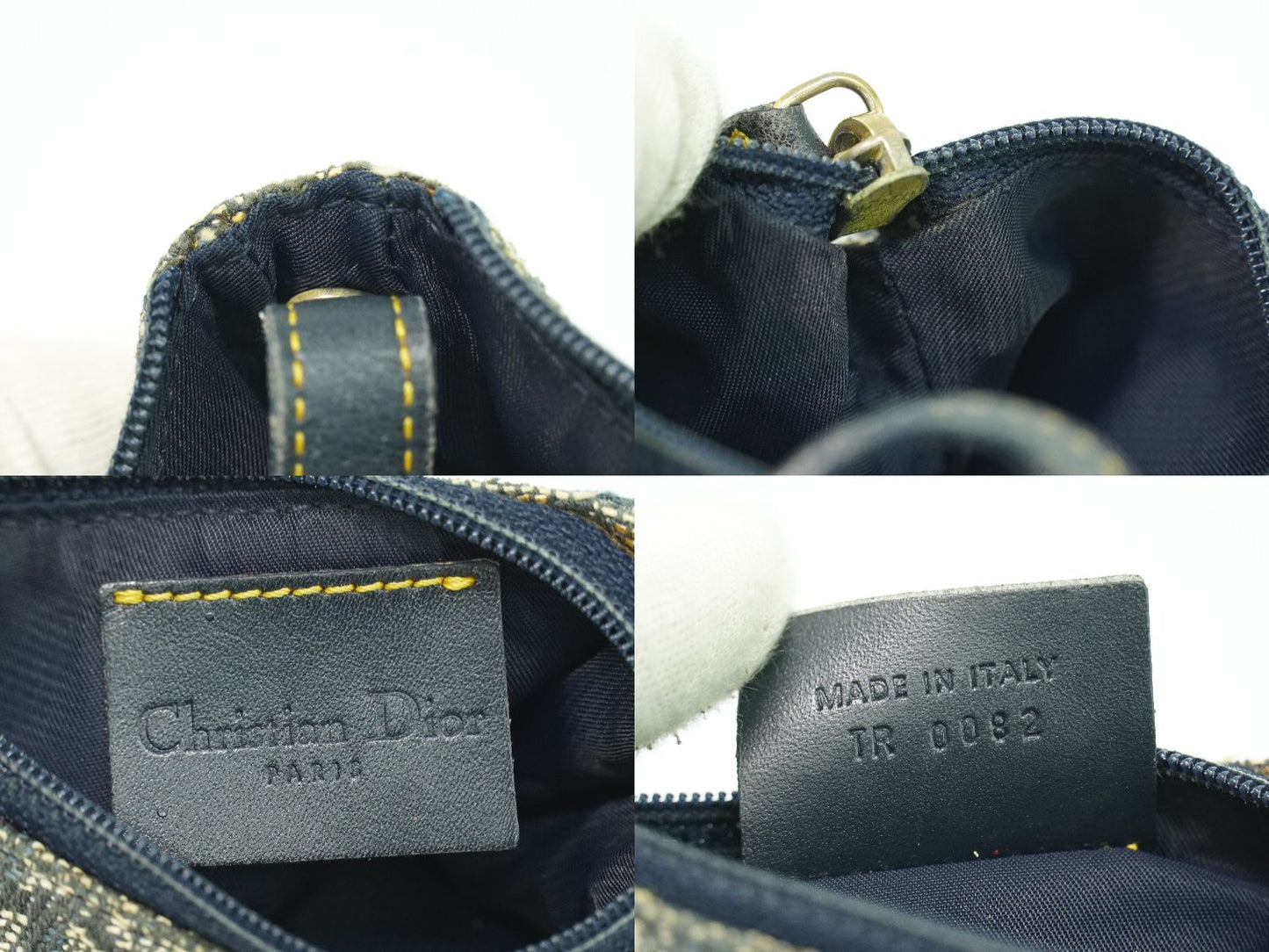 Christian Dior サドル トロッター コインケース ネイビー ベージュ