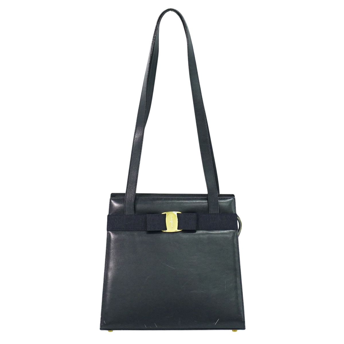 Salvatore Ferragamo ヴァラ リボン ショルダーバッグ ネイビー