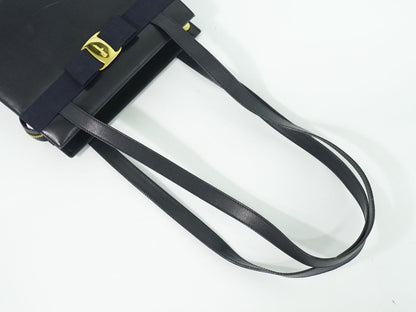 Salvatore Ferragamo ヴァラ リボン ショルダーバッグ ネイビー