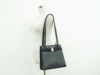 Salvatore Ferragamo ヴァラ リボン ショルダーバッグ ネイビー