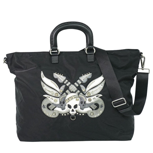 PRADA スカル モチーフ スタッズ 2WAY ショルダーバッグ ブラック VA889C