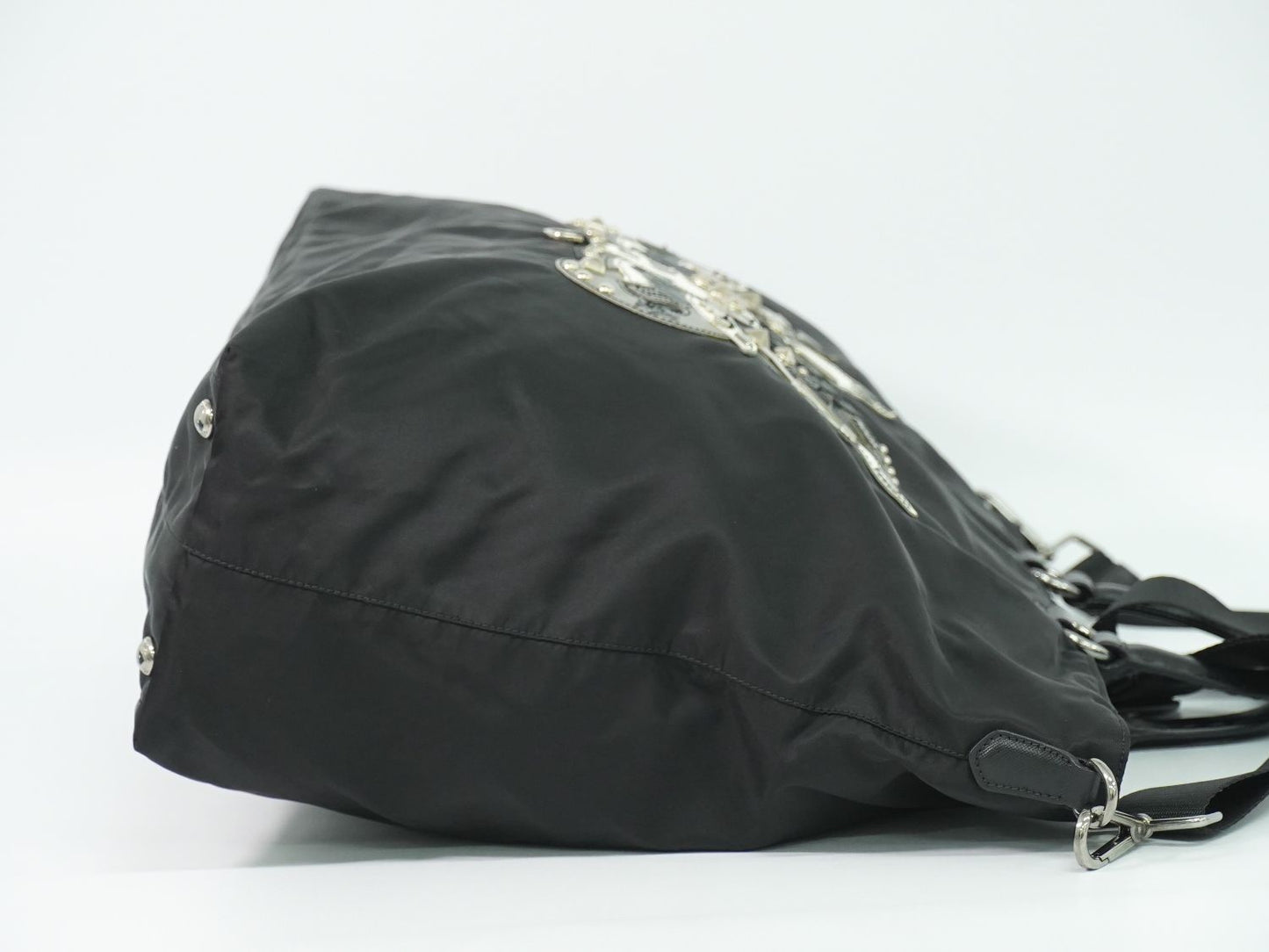 PRADA スカル モチーフ スタッズ 2WAY ショルダーバッグ ブラック VA889C