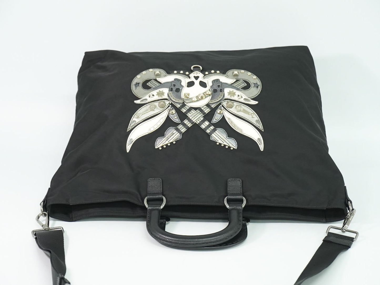 PRADA スカル モチーフ スタッズ 2WAY ショルダーバッグ ブラック VA889C