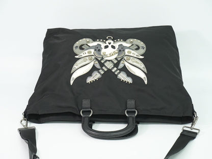 PRADA スカル モチーフ スタッズ 2WAY ショルダーバッグ ブラック VA889C