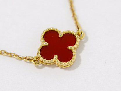 Van Cleef & Arpels スウィートアルハンブラ カーネリアン G750 YG ブレスレット レッド