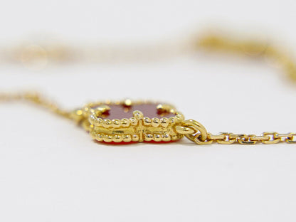 Van Cleef & Arpels スウィートアルハンブラ カーネリアン G750 YG ブレスレット レッド