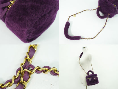 CHANEL ココマーク マトラッセ 2WAY バニティバッグ パープル