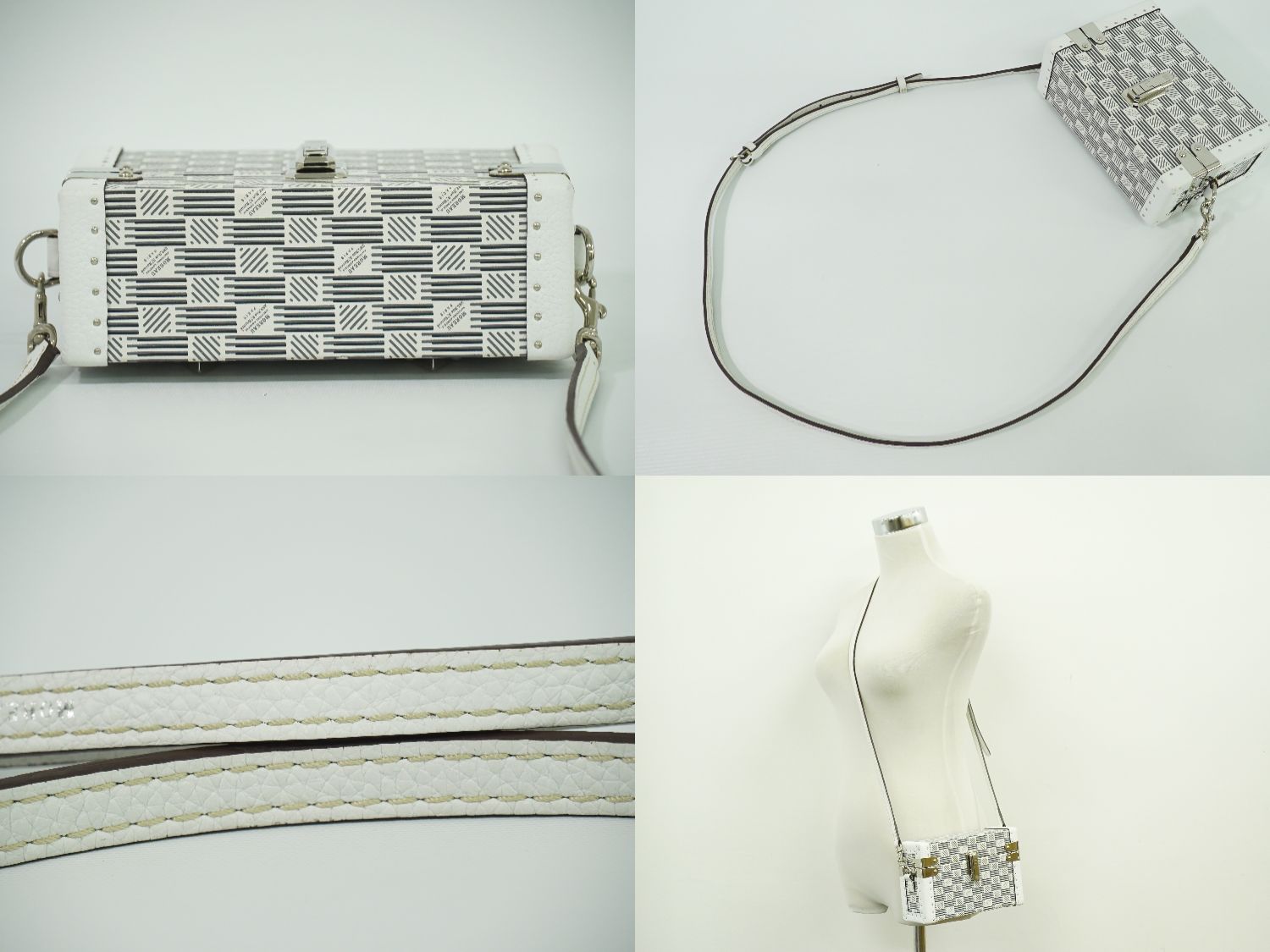 MOREAU PARIS モローパリ 【美品】VICTORIA ヴィクトリア ミニ トランク ポシェット MOREAU PARIS ヴィクトリア ミニ トランク ショルダーバッグ ホワイト