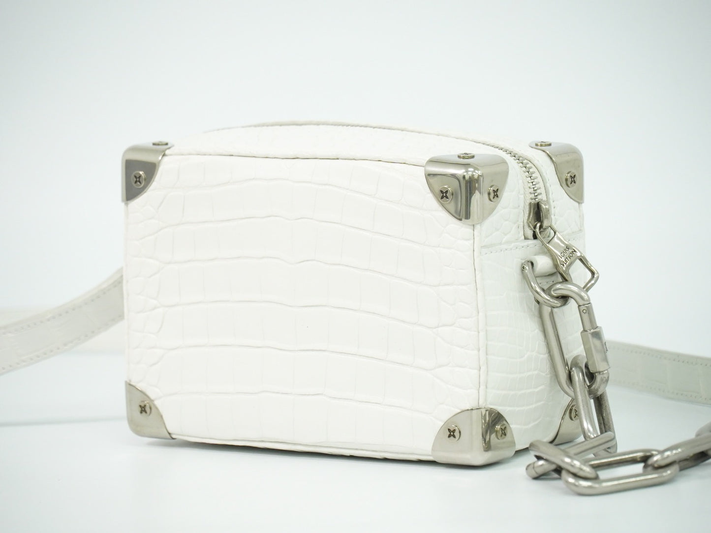 LOUIS VUITTON ソフトトランク ミニ クロコダイル レザー ショルダーバッグ ホワイト N98495