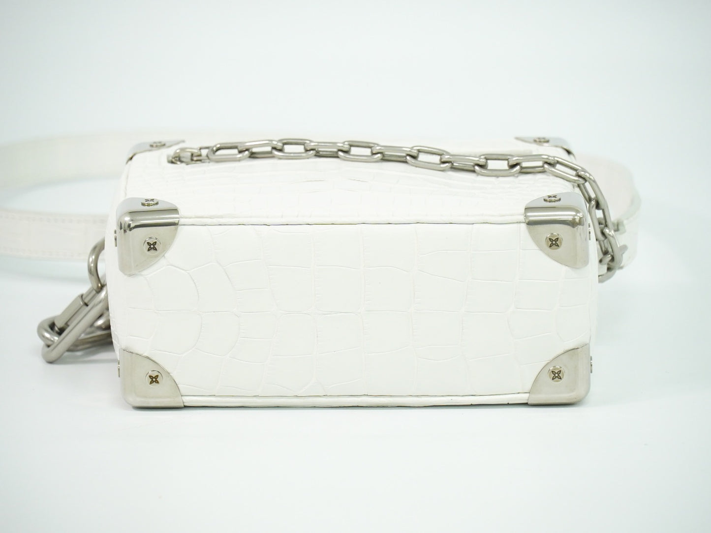 LOUIS VUITTON ソフトトランク ミニ クロコダイル レザー ショルダーバッグ ホワイト N98495