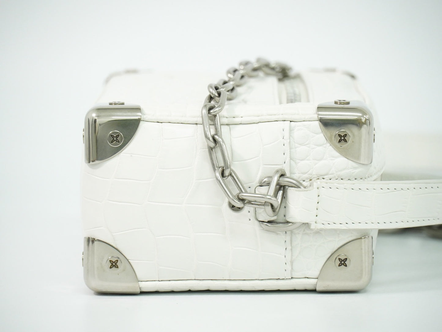 LOUIS VUITTON ソフトトランク ミニ クロコダイル レザー ショルダーバッグ ホワイト N98495