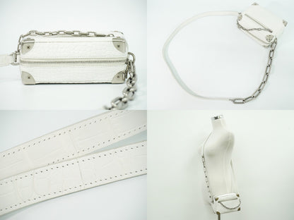 LOUIS VUITTON ソフトトランク ミニ クロコダイル レザー ショルダーバッグ ホワイト N98495