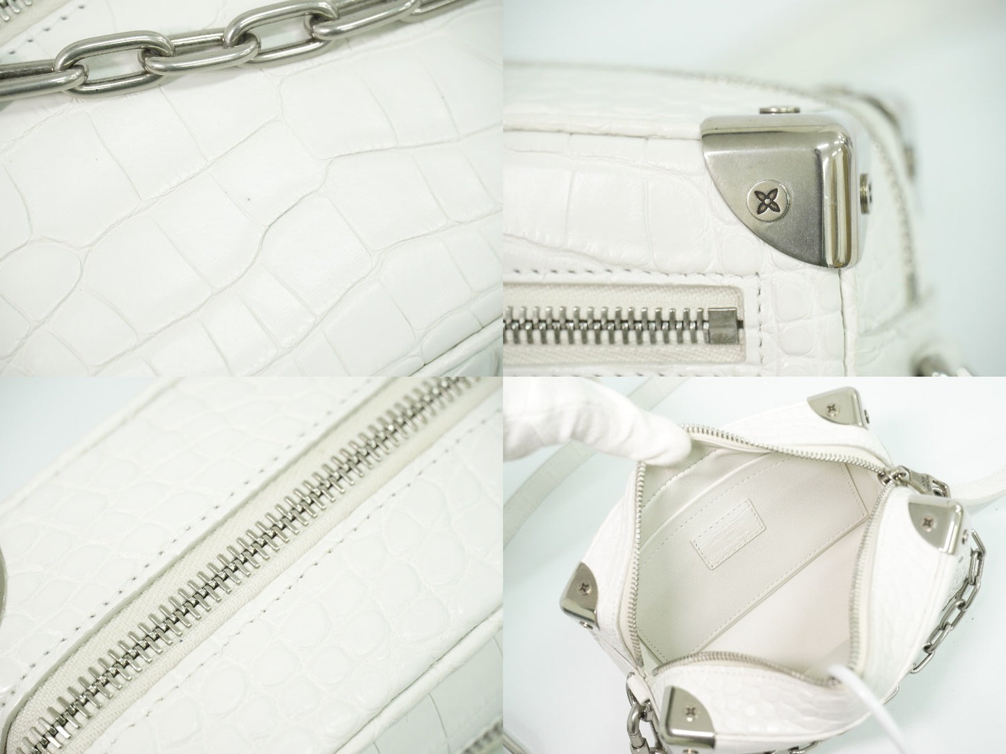 LOUIS VUITTON ソフトトランク ミニ クロコダイル レザー ショルダーバッグ ホワイト N98495
