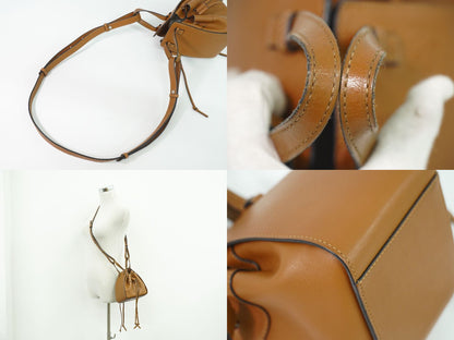 LOEWE ハンモック ドローストリング ミニ 2WAY ショルダーバッグ ブラウン