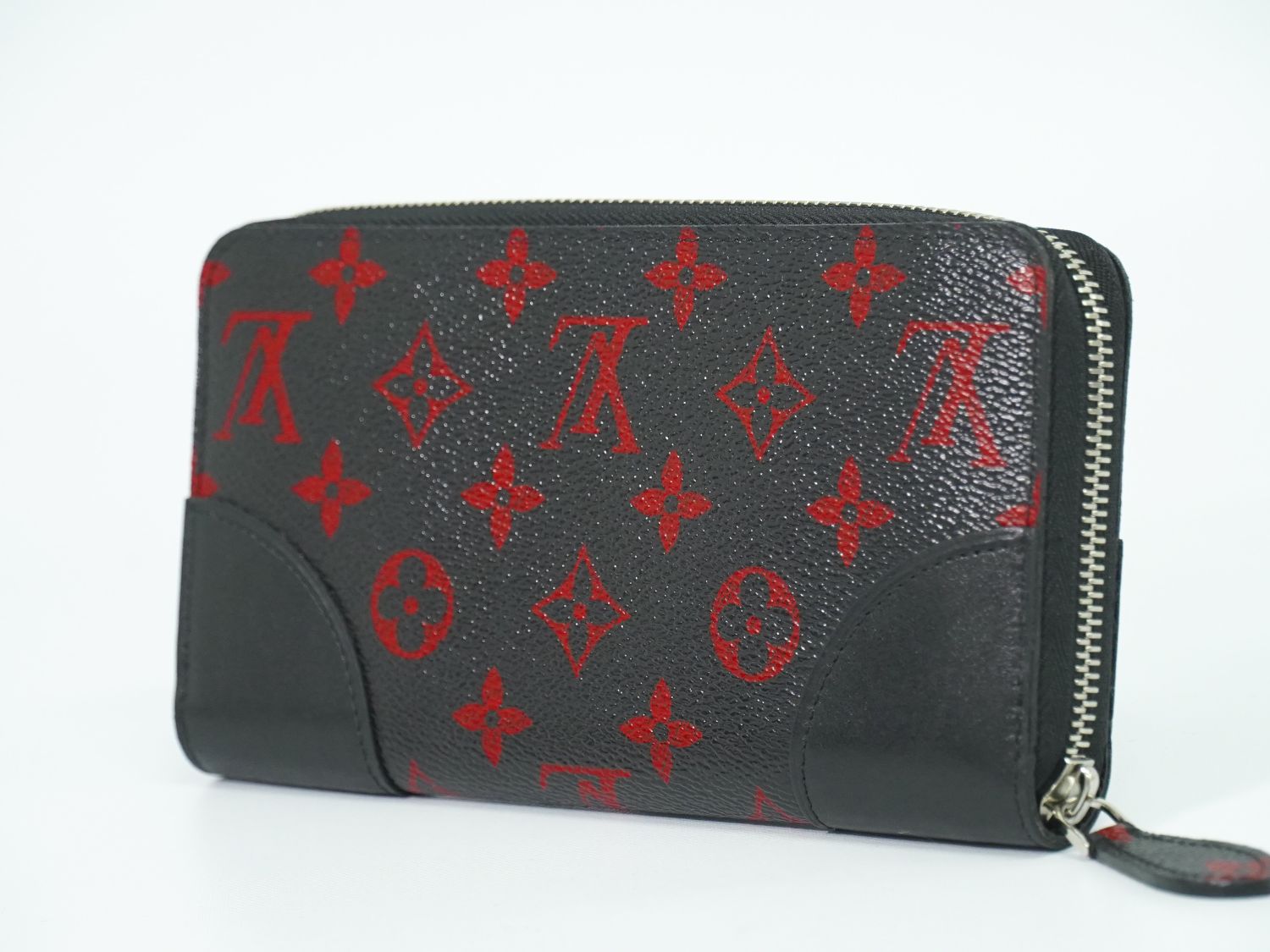 ち*.様 ルイヴィトン アンフラルージュ 長財布 黒×赤 モノグラム LOUIS VUITTON ジッピーウォレット モノグラム アンフラルージュ 長