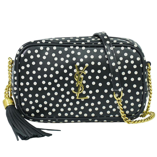 SAINT LAURENT ルー タッセル ドット ショルダーバッグ ブラック ホワイト 612563