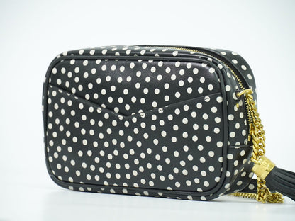 SAINT LAURENT ルー タッセル ドット ショルダーバッグ ブラック ホワイト 612563