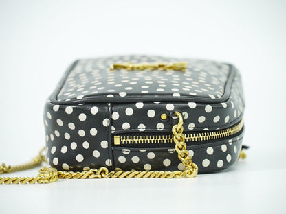 SAINT LAURENT ルー タッセル ドット ショルダーバッグ ブラック ホワイト 612563