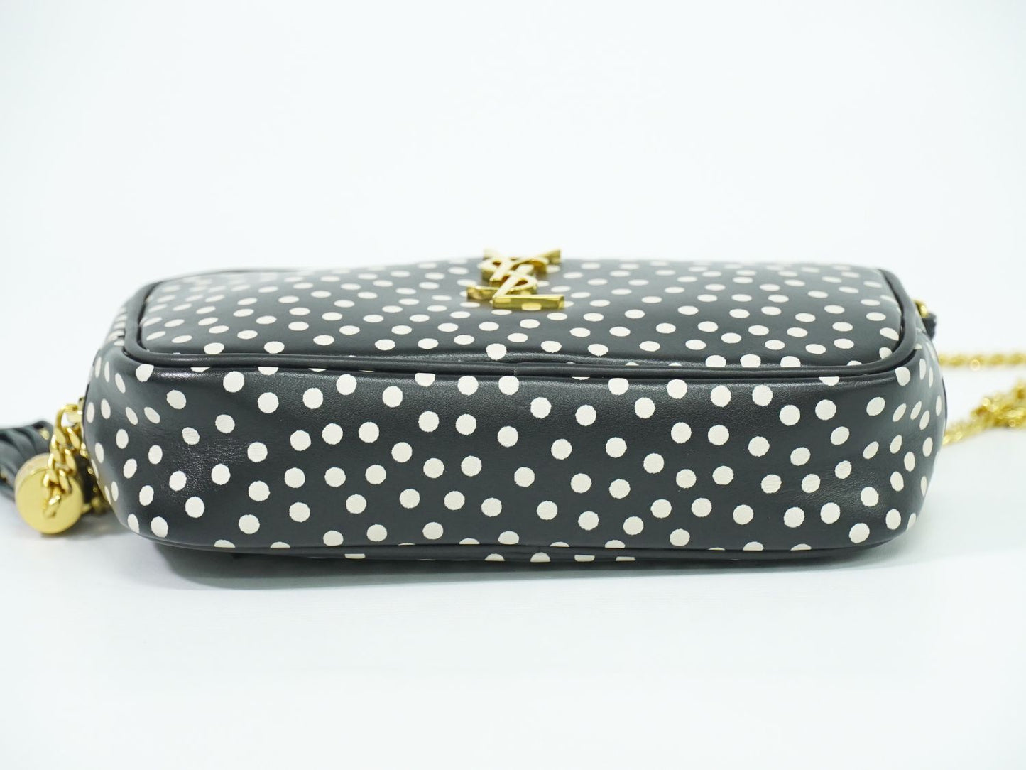 SAINT LAURENT ルー タッセル ドット ショルダーバッグ ブラック ホワイト 612563