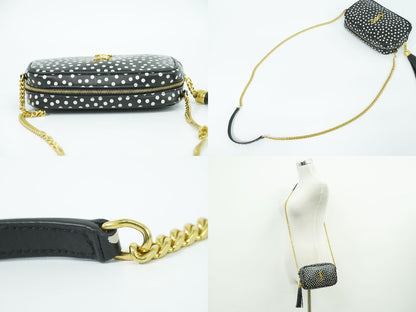 SAINT LAURENT ルー タッセル ドット ショルダーバッグ ブラック ホワイト 612563