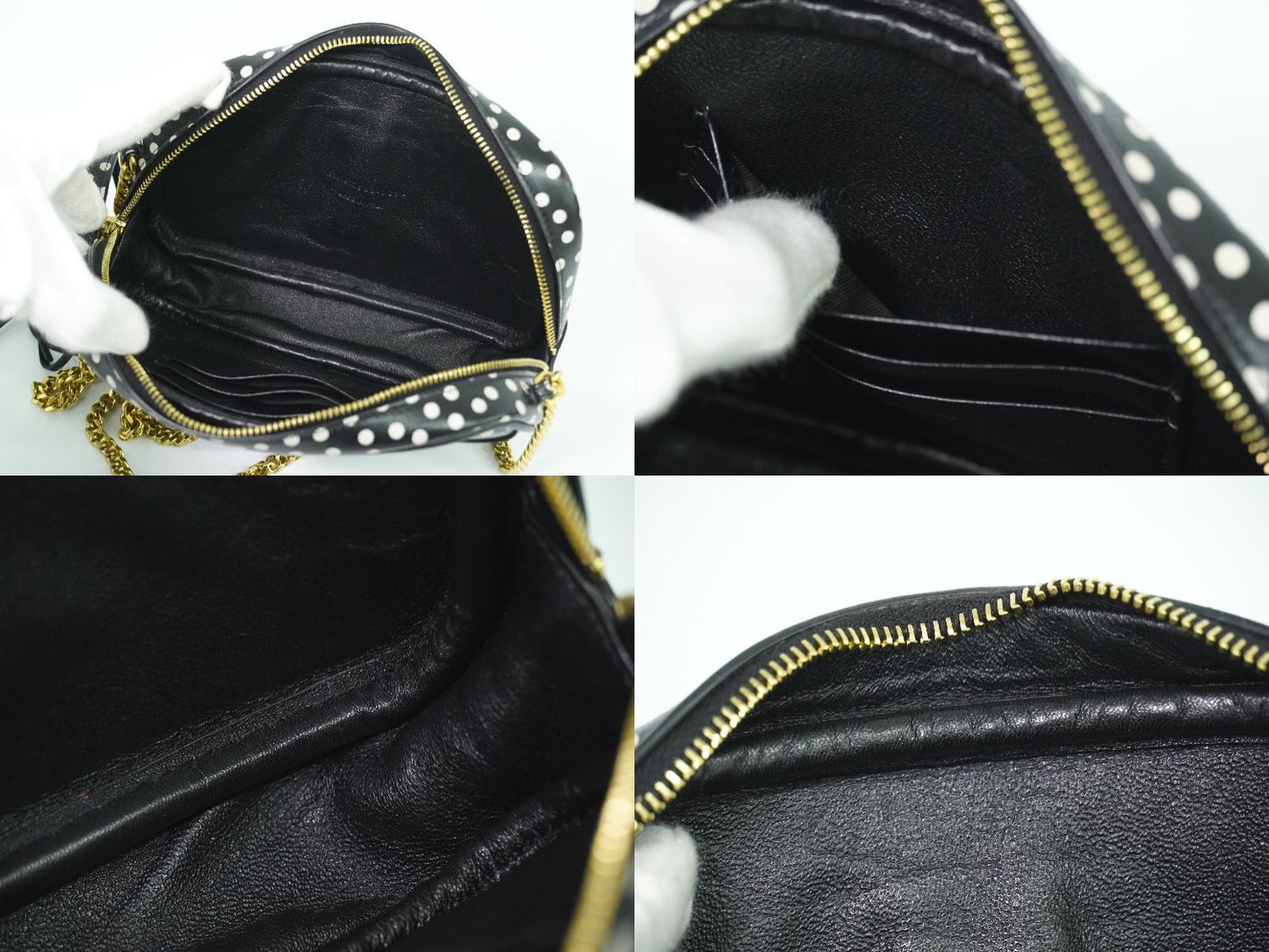 SAINT LAURENT ルー タッセル ドット ショルダーバッグ ブラック ホワイト 612563