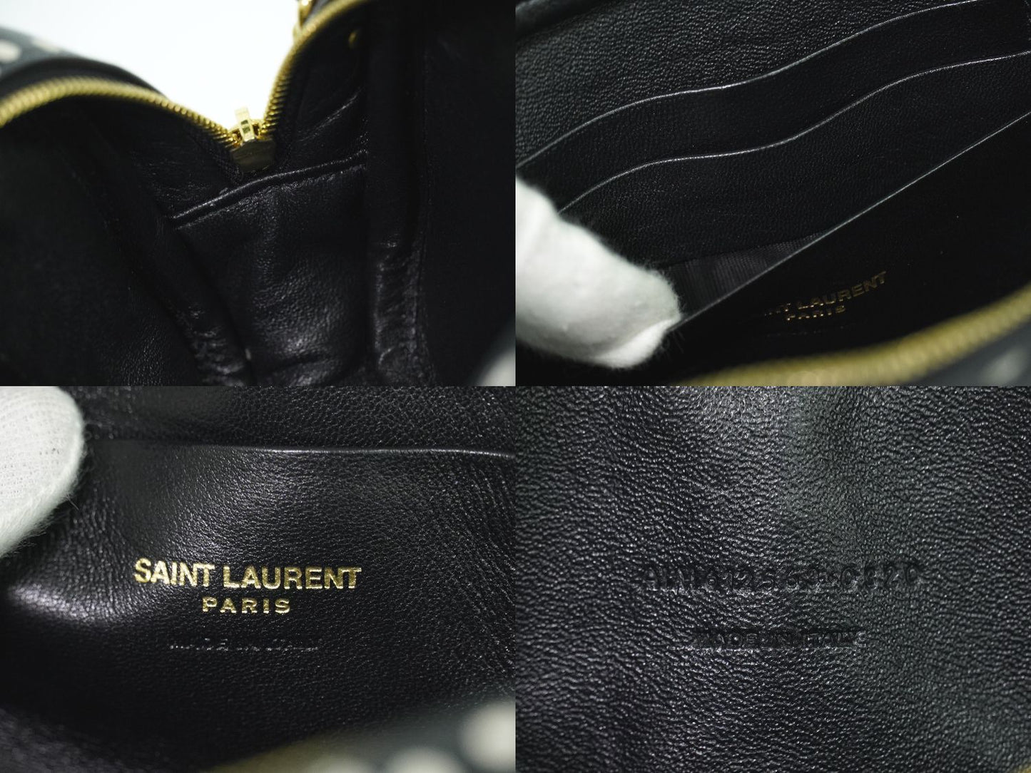 SAINT LAURENT ルー タッセル ドット ショルダーバッグ ブラック ホワイト 612563
