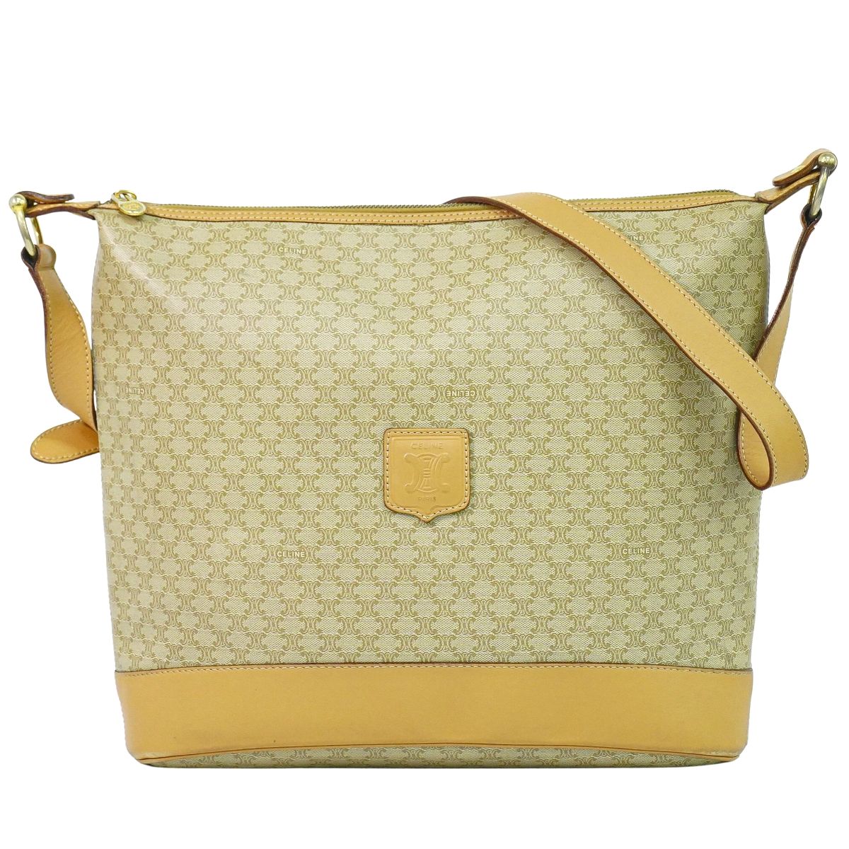 CELINE マカダム ショルダーバッグ ベージュ