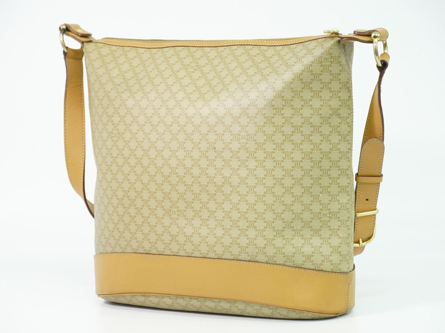 CELINE マカダム ショルダーバッグ ベージュ