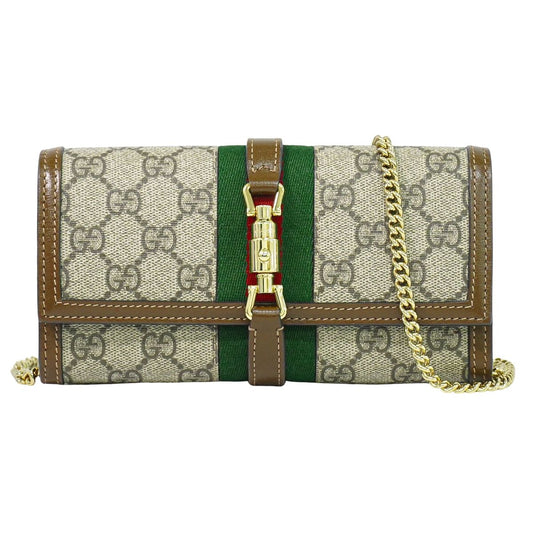 GUCCI ジャッキー シェリーライン GGスプリーム ショルダーウォレット ベージュ ブラウン