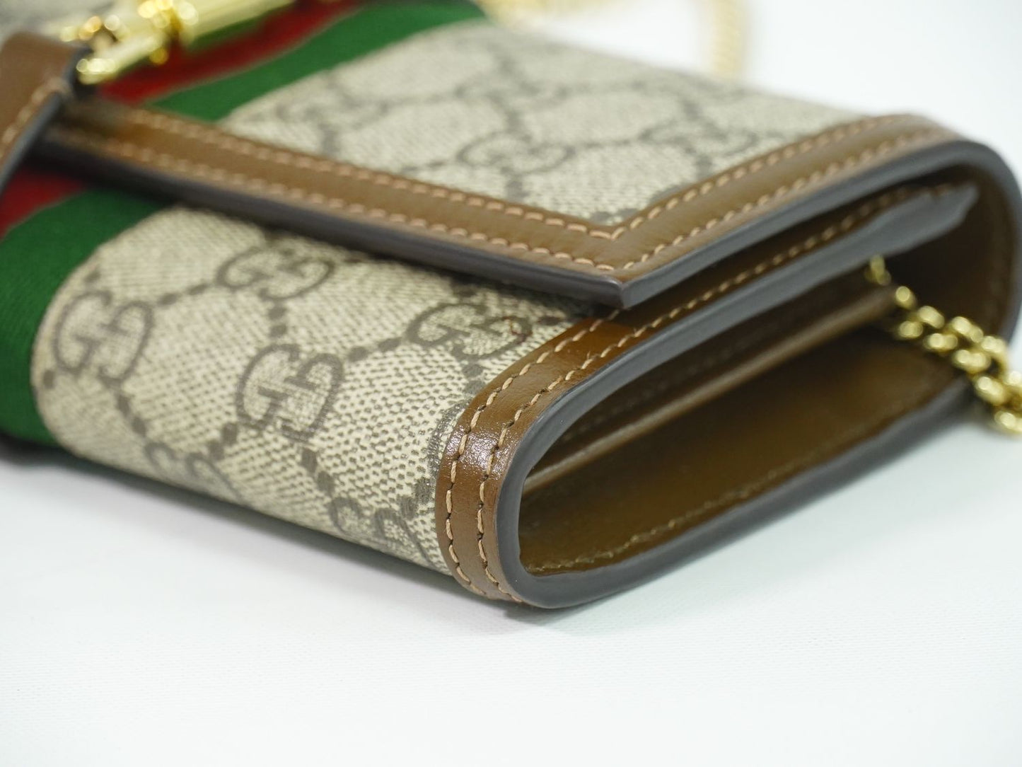 GUCCI ジャッキー シェリーライン GGスプリーム ショルダーウォレット ベージュ ブラウン