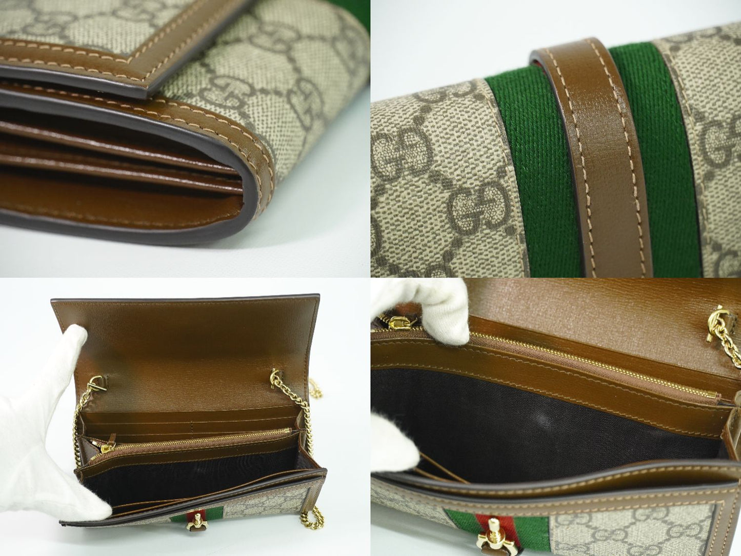 GUCCI ジャッキー シェリーライン GGスプリーム ショルダーウォレット ベージュ ブラウン