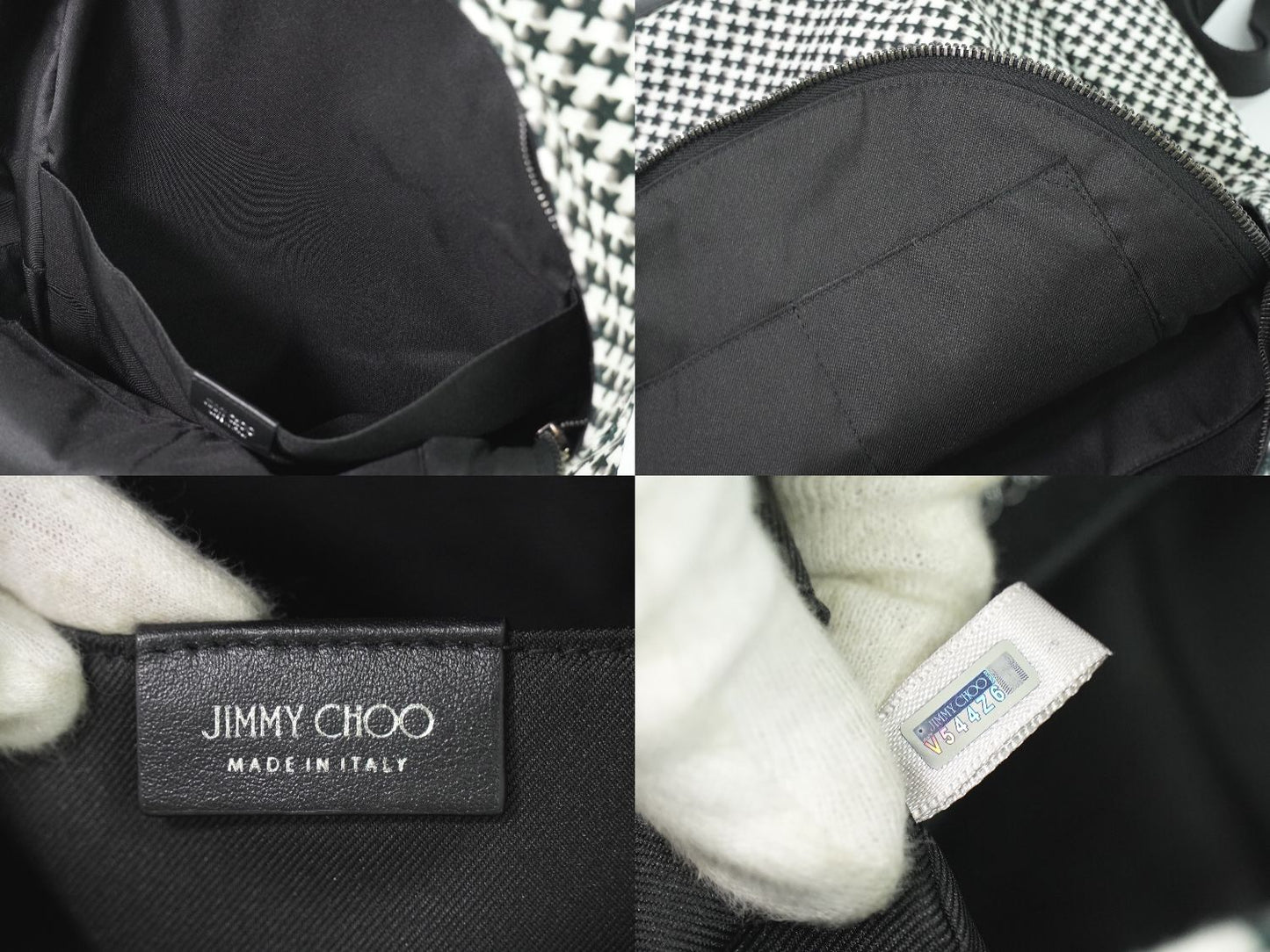 JIMMY CHOO ウィルマー ハウンドトゥース リュックサック ブラック ホワイト
