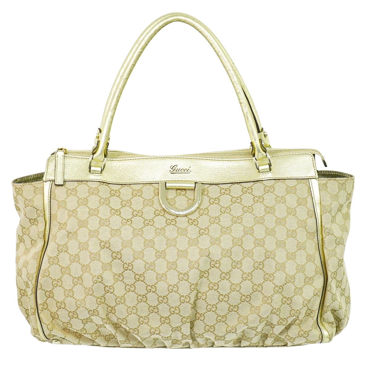 GUCCI GGキャンバス トートバッグ ベージュ ゴールド 190248