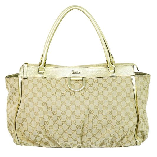 GUCCI GGキャンバス トートバッグ ベージュ ゴールド 190248