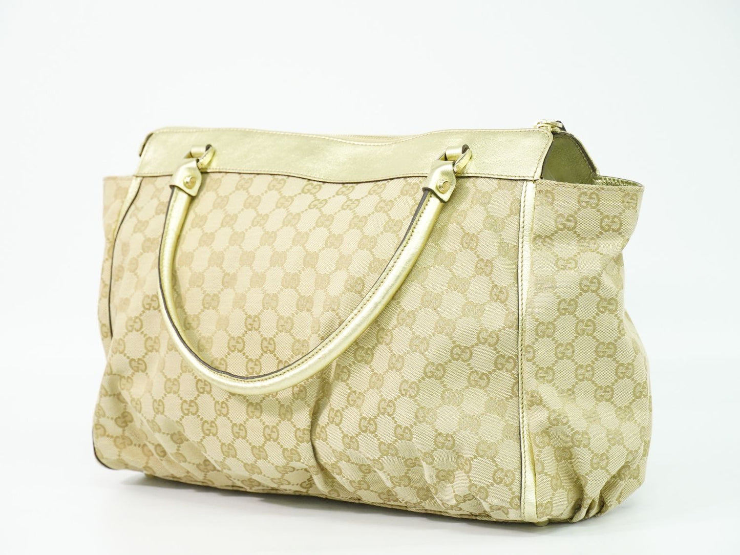 GUCCI GGキャンバス トートバッグ ベージュ ゴールド 190248