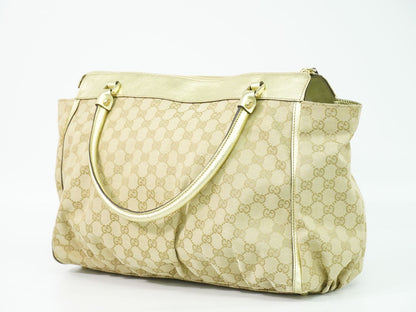 GUCCI GGキャンバス トートバッグ ベージュ ゴールド 190248