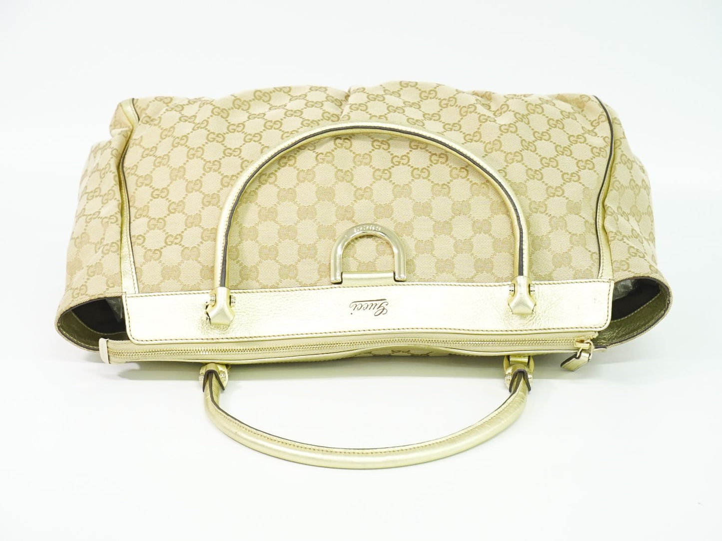 GUCCI GGキャンバス トートバッグ ベージュ ゴールド 190248