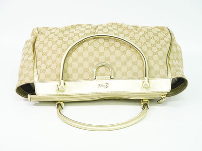 GUCCI GGキャンバス トートバッグ ベージュ ゴールド 190248