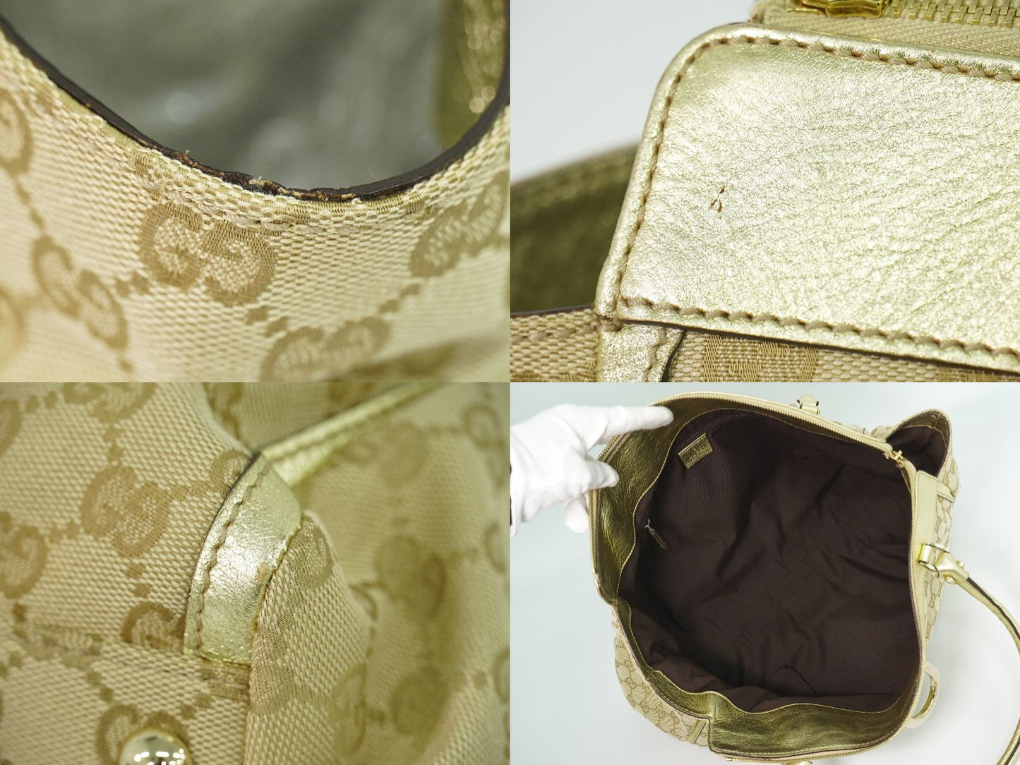 GUCCI GGキャンバス トートバッグ ベージュ ゴールド 190248