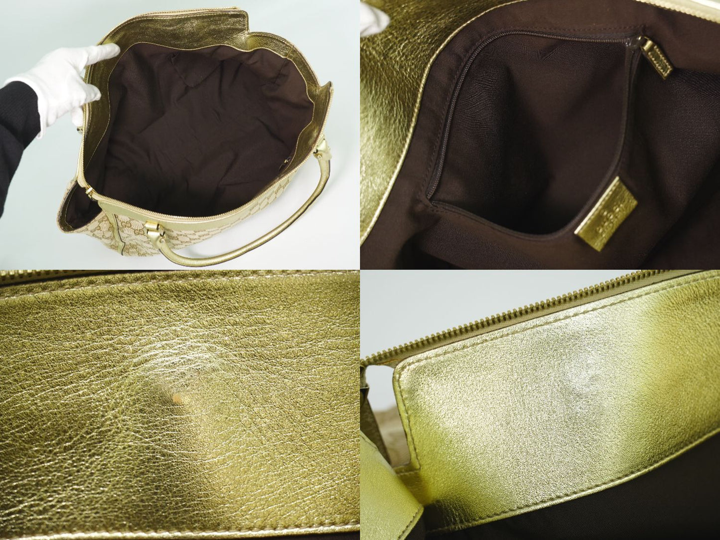 GUCCI GGキャンバス トートバッグ ベージュ ゴールド 190248