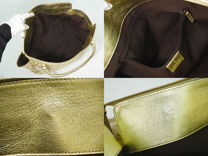 GUCCI GGキャンバス トートバッグ ベージュ ゴールド 190248