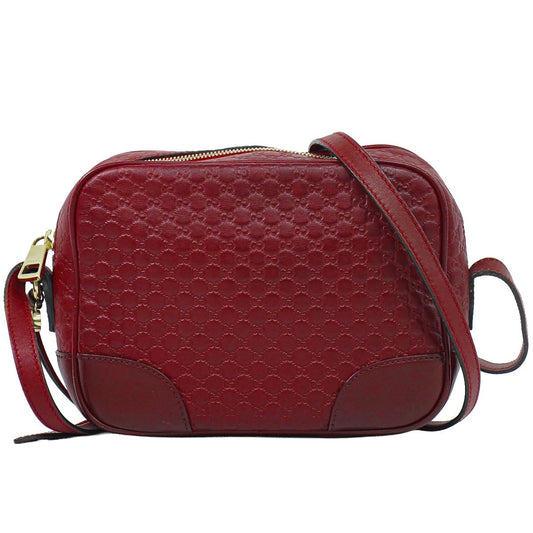 GUCCI マイクログッチシマ レザー ショルダーバッグ レッド 449413
