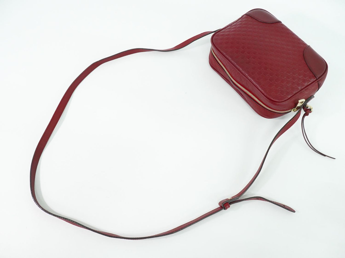 GUCCI マイクログッチシマ レザー ショルダーバッグ レッド 449413