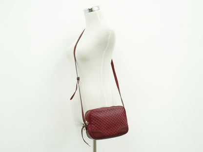 GUCCI マイクログッチシマ レザー ショルダーバッグ レッド 449413