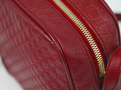 GUCCI マイクログッチシマ レザー ショルダーバッグ レッド 449413