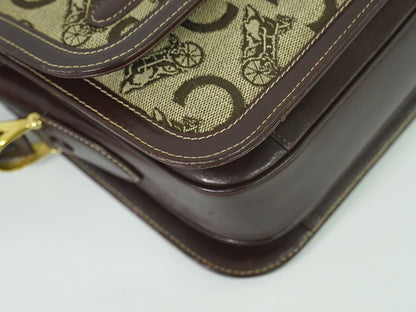 CELINE Cサルキー 馬車金具 ショルダーバッグ ベージュ ブラウン