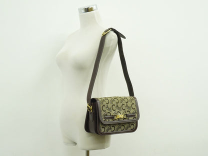 CELINE Cサルキー 馬車金具 ショルダーバッグ ベージュ ブラウン